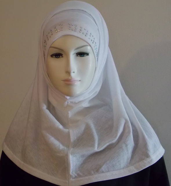 White Beaded Hijab 3
